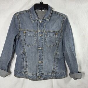 Cabi Womens Classic Denim‎ Blue Jean Jacket Size 8 Medium Wash Button Front